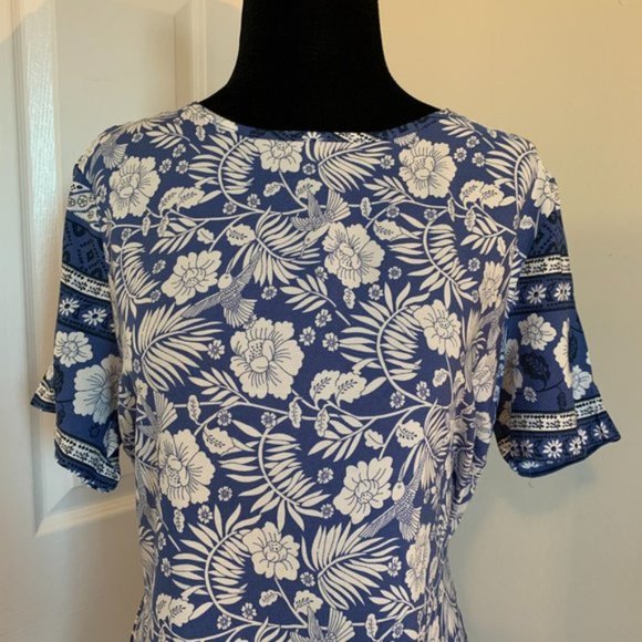 Boho Blue Floral Print Dress - Picture 7 of 7